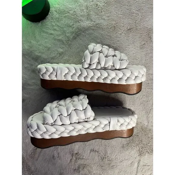 Chloé Women's Ivory Leather Slide Sandals Braided Design Casual Summer s… - Picture 11 of 13